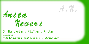 anita neveri business card